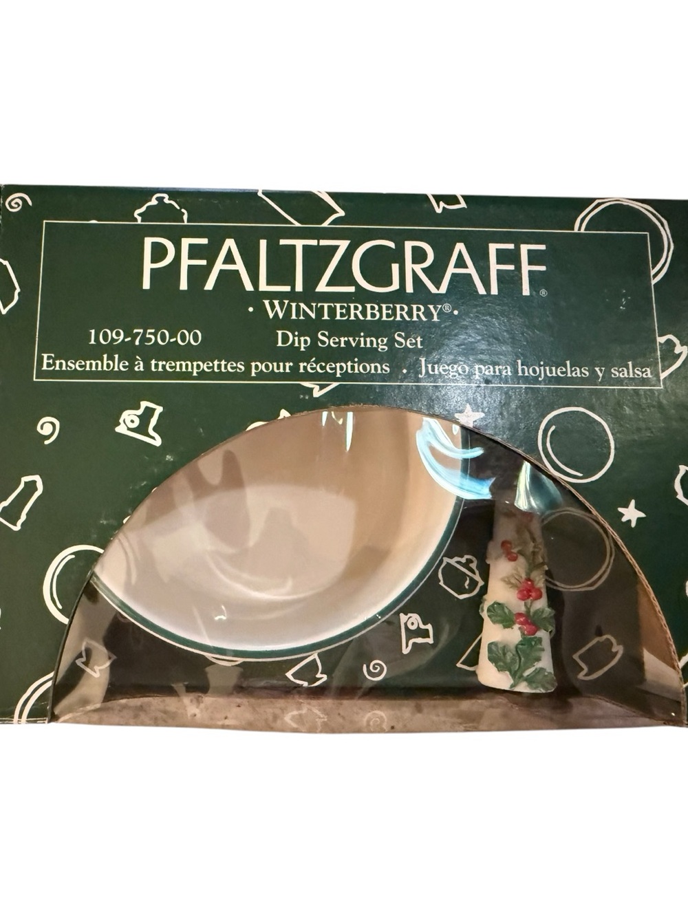 Pfaltzgraff Winterberry Dip Serving Set 109-750-00 Bowl Spreader New Open Box